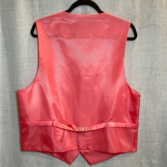ALBERTO CARDINELLI coral, deep peach tuxedo vest with tie & bow tie. Large. - Picture 6 of 7